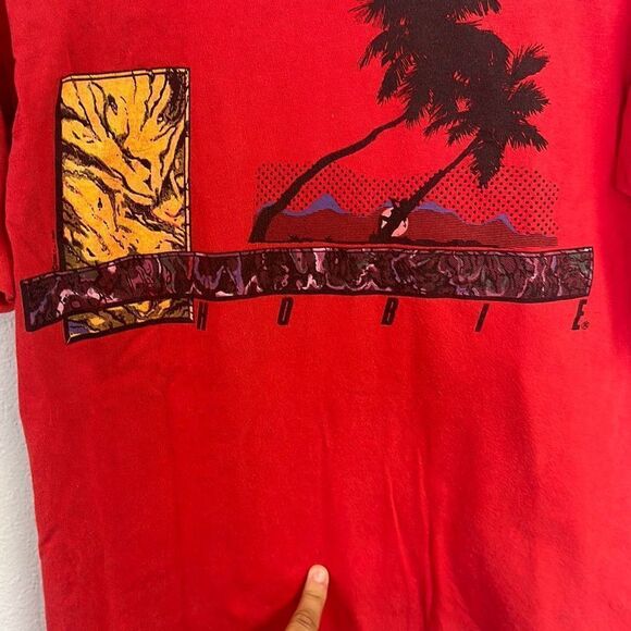 Vintage 80s Men's Red Hobie Heavy Pullover Crew Neck T-shirt‎ Size L - Picture 7 of 11